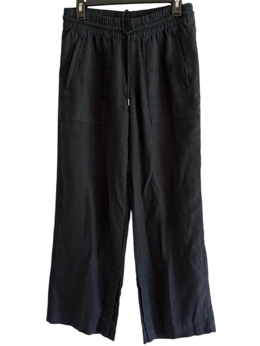 Athleta Retreat Linen High Rise Wide Leg Pant Size Large in Black Relaxed Fit - Picture 6 of 14